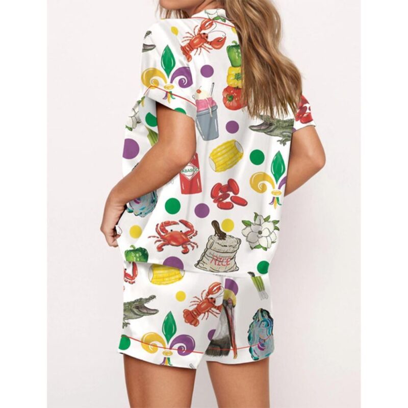 Louisiana Mardi Gras Satin Pajama Set For Women - Image 2