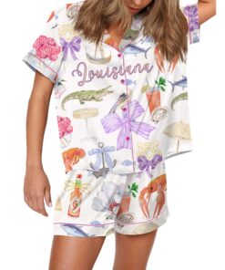 Louisiana Preppy Girl Satin Pajama Set For Women