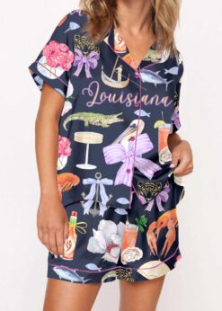 Louisiana Preppy Girl Satin Pajama Set