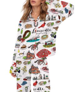 Louisville Kentucky City Satin Pajama Set For Women