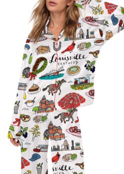 Louisville Kentucky City Satin Pajama Set For Women