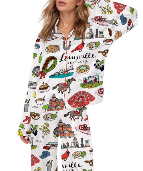 Louisville Kentucky City Satin Pajama Set For Women