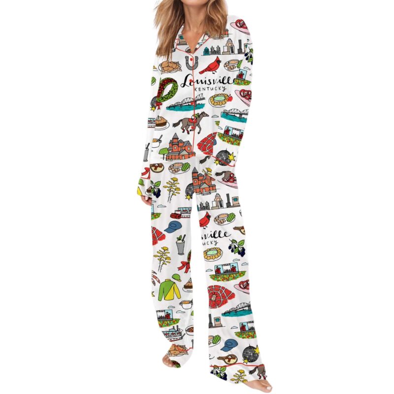 Louisville Kentucky City Satin Pajama Set For Women - Image 2
