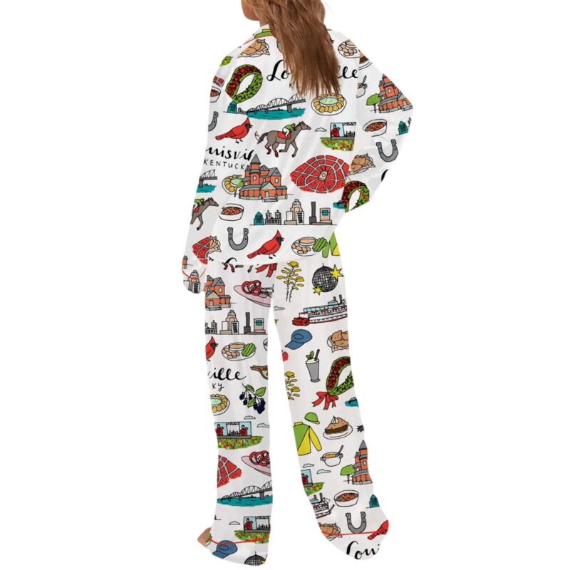 Louisville Kentucky City Satin Pajama Set For Women - Image 3