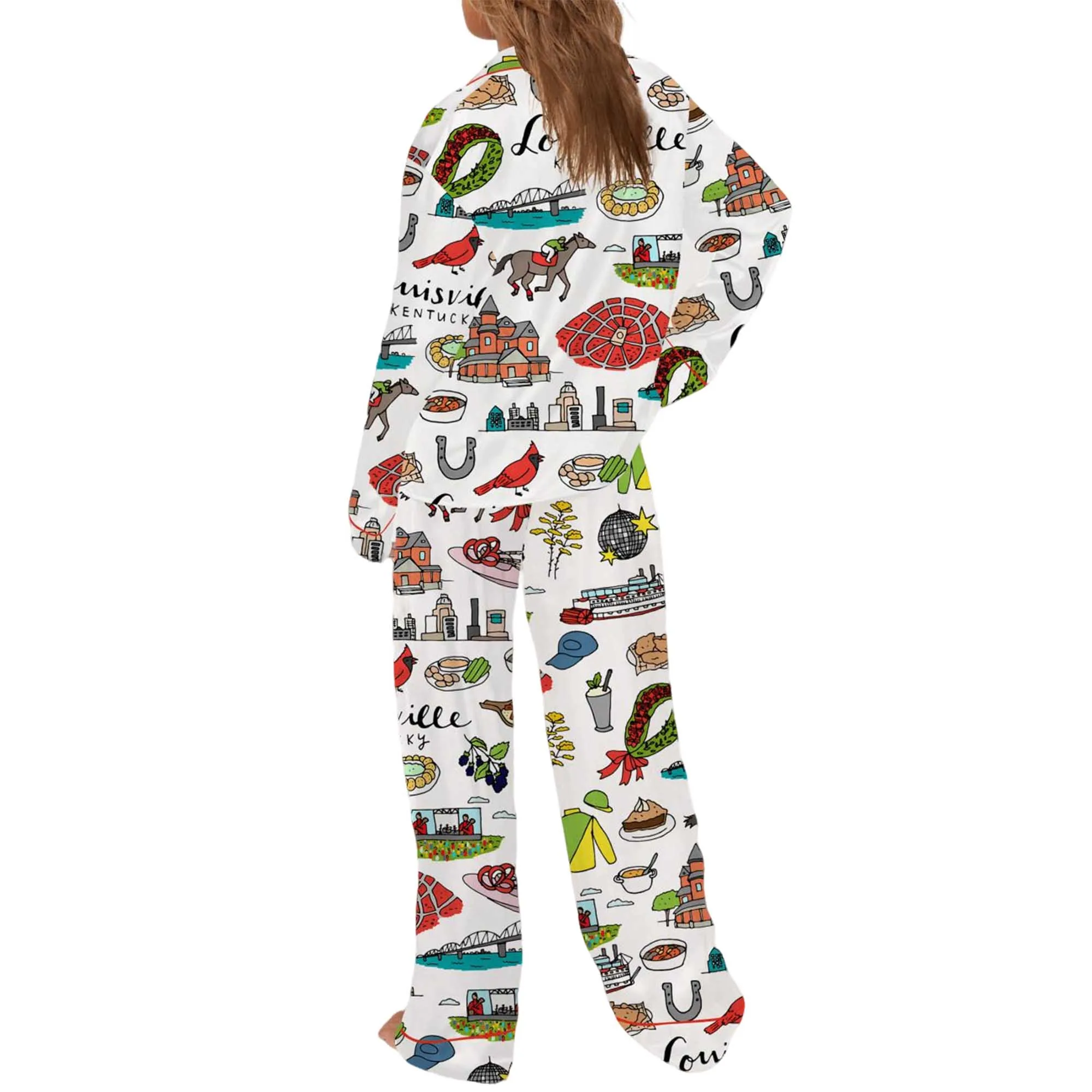 Louisville Kentucky City Satin Pajama Set For Women - Image 3
