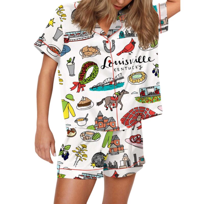 Louisville Kentucky City Satin Pajama Set For Women - Image 4
