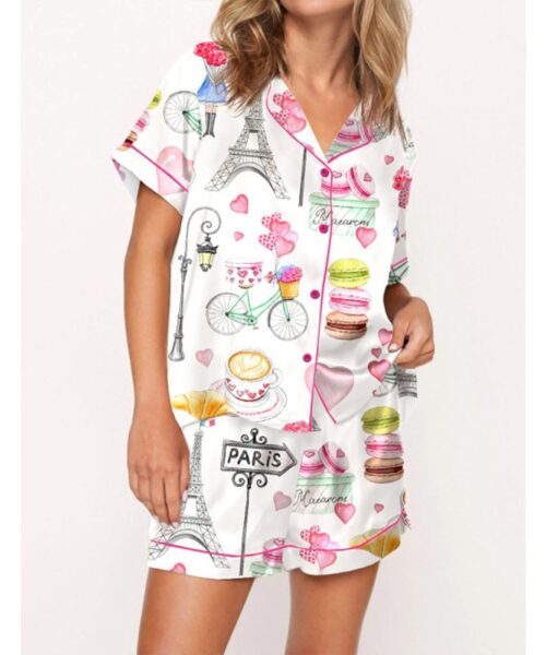 Love In Paris Satin Pajama Set For Women