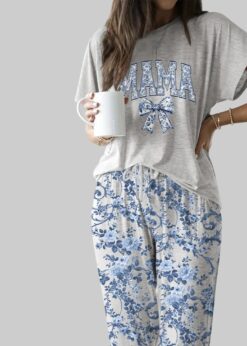 Mama Floral Casual Pajama Set For Women