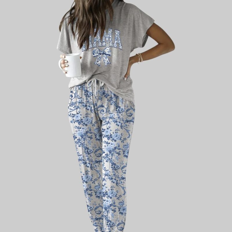 Mama Floral Casual Pajama Set For Women - Image 2