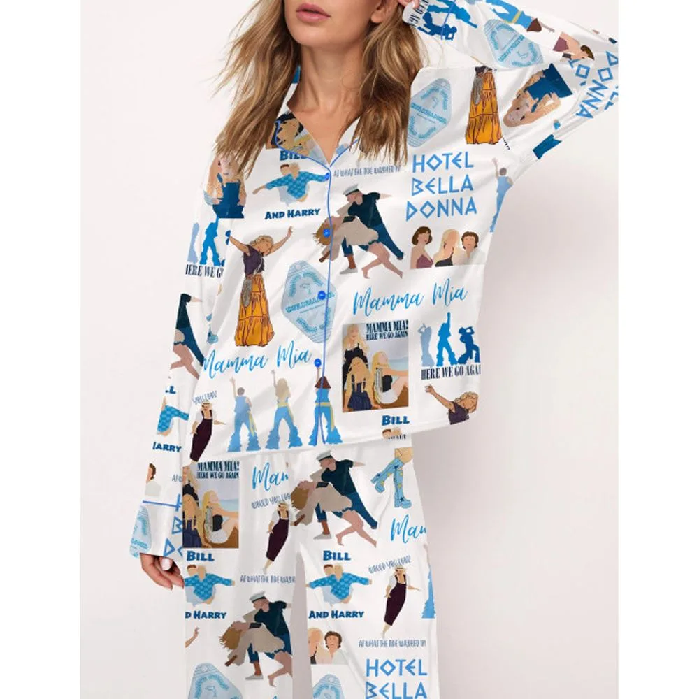 Mamma Mia Satin Pajama Set For Women - Image 2