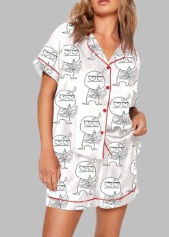 Many Third Finger Print Pajama Set
