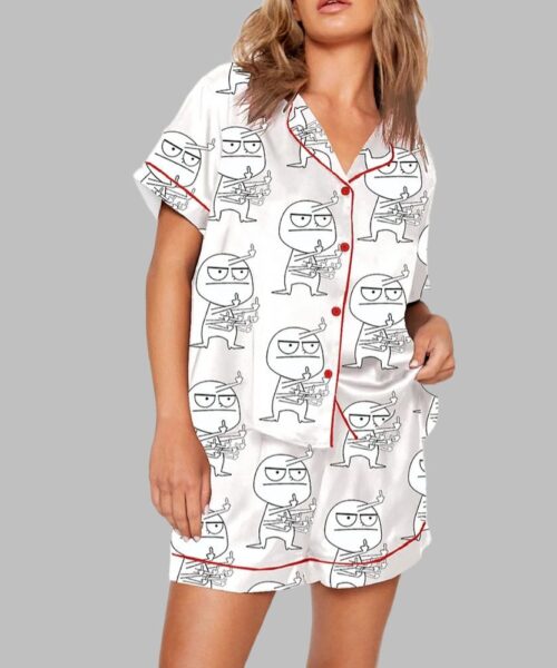 Many Third Finger Print Pajama Set