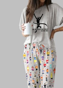 Marathon Runner Watercolor Casual Pajama Set For Women