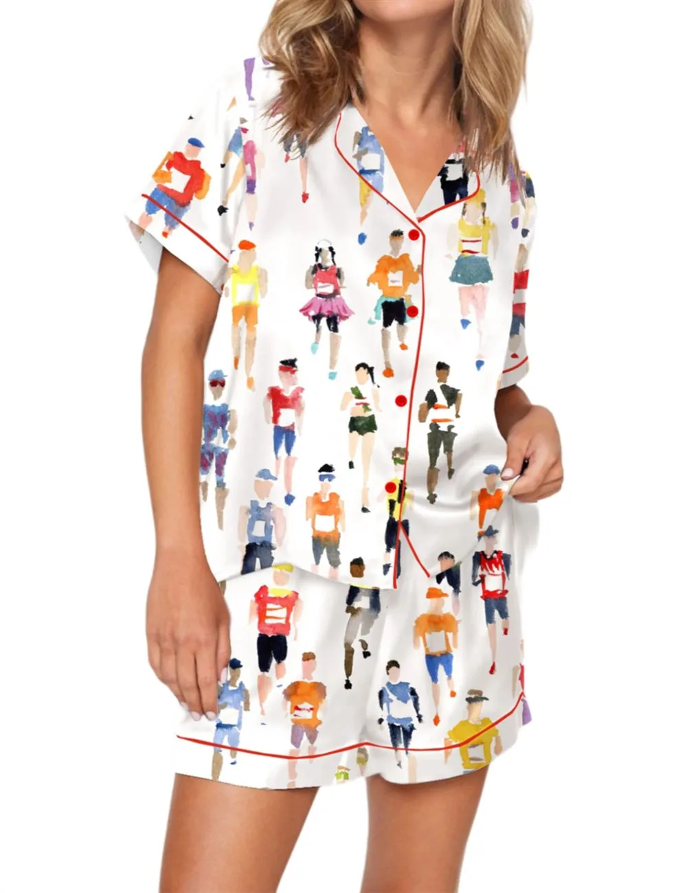 Marathon Runner Watercolor Pajama Set