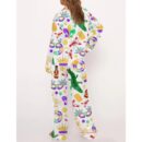 Mardi Gras Alligator Pelican King Cake Pajama Set For Women