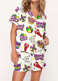 Mardi Gras Carnival Pajama Set For Women