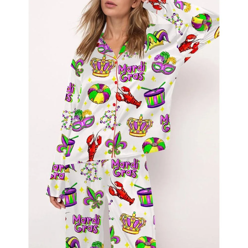 Mardi Gras Carnival Pajama Set For Women - Image 2