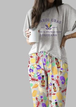 Mardi Gras LOUISIANA Casual Pajama Set For Women