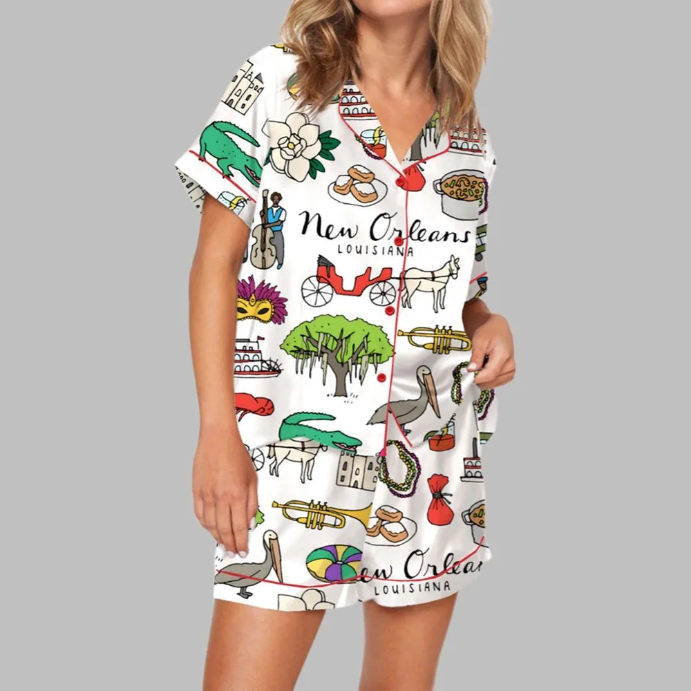 Mardi Gras New Orleans Pajama Set For Women