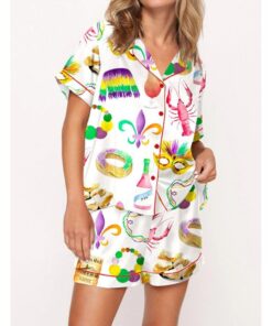 Mardi Gras New Orleans Satin Pajama Set For Women