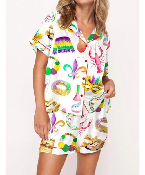 Mardi Gras New Orleans Satin Pajama Set For Women