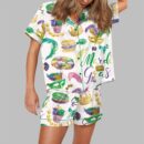 Mardi Gras Watercolor Pajama Set For Women