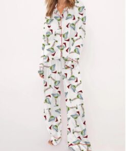 Martini Christmas Satin Pajama Set For Women