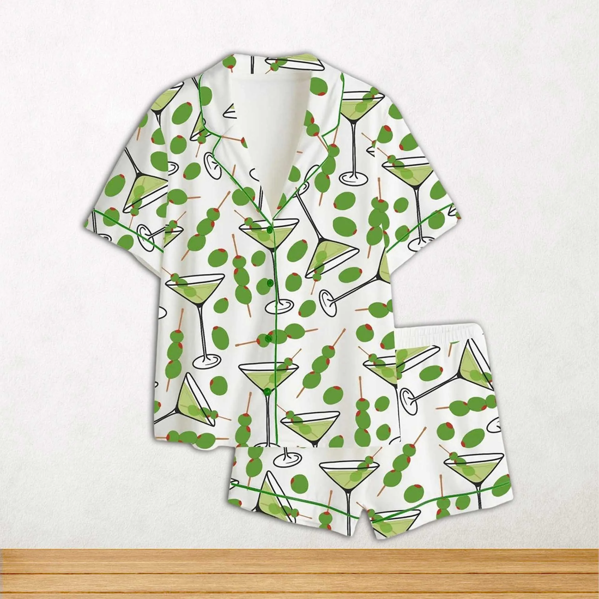 Martini Short Sleeve Satin Pajama Set For Women