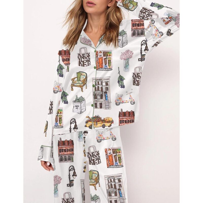Meet Me In New York Satin Pajama Set For Women - Image 2