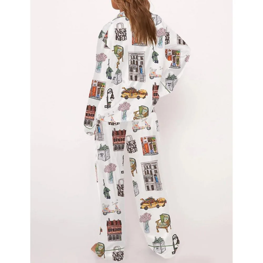 Meet Me In New York Satin Pajama Set For Women - Image 3