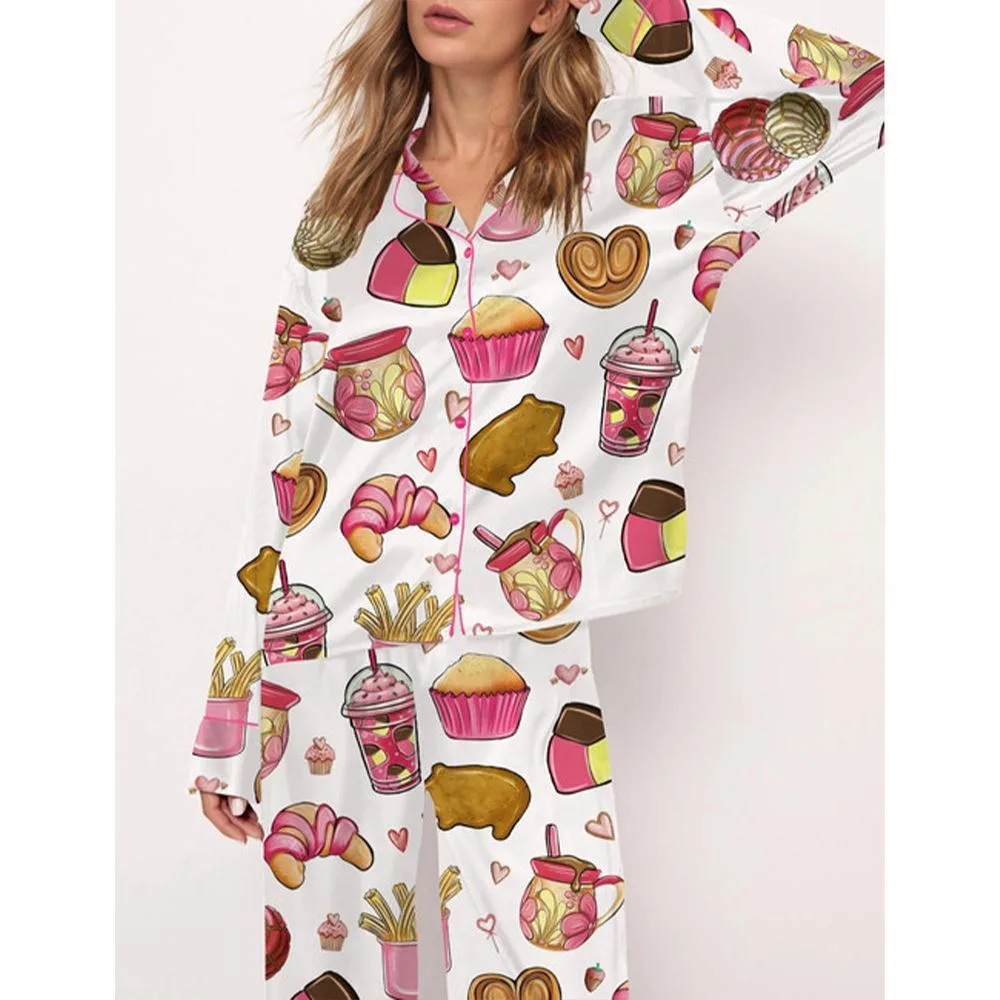 Mexican Dessert Satin Pajama Set For Women - Image 2