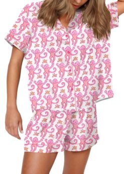Monkey Satin Pajama Set For Women