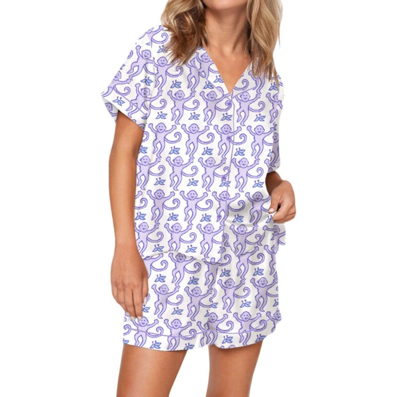 Monkey Satin Pajama Set For Women - Image 3