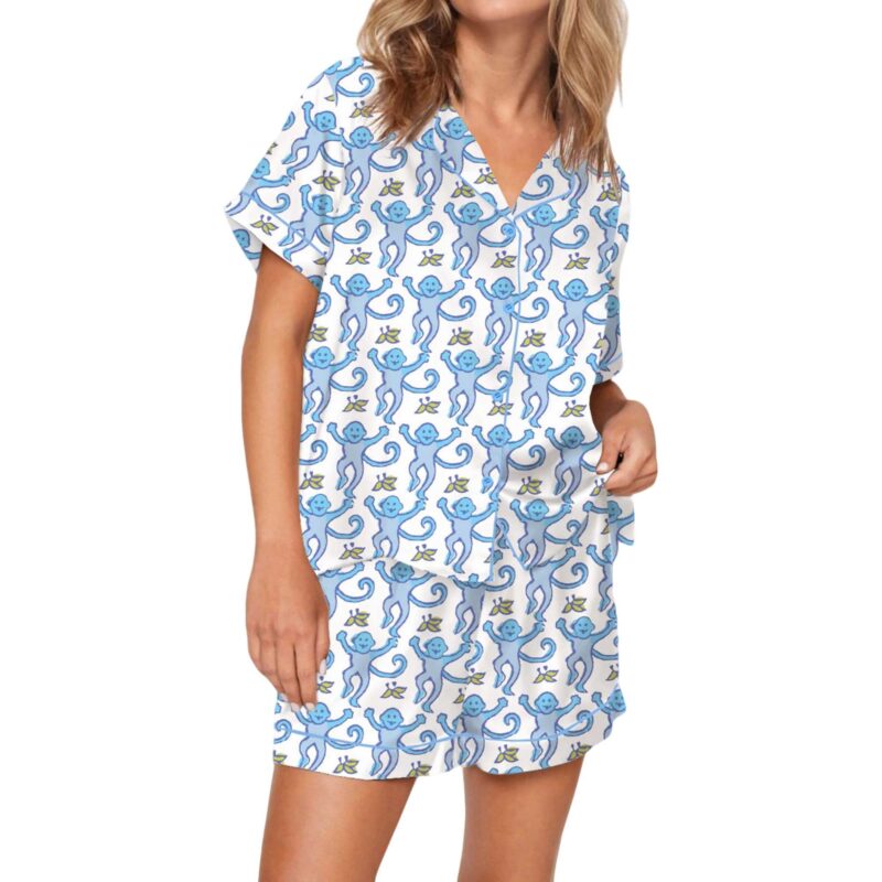 Monkey Satin Pajama Set For Women - Image 6