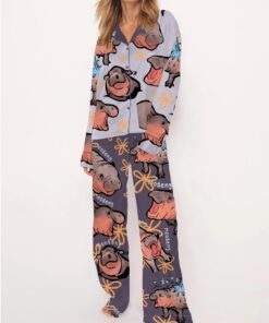Moo Deng Baby Satin Pajama Set For Women