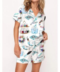 Nail Tech Satin Pajama Set For Women
