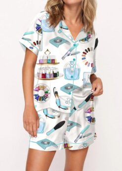 Nail Tech Satin Pajama Set For Women