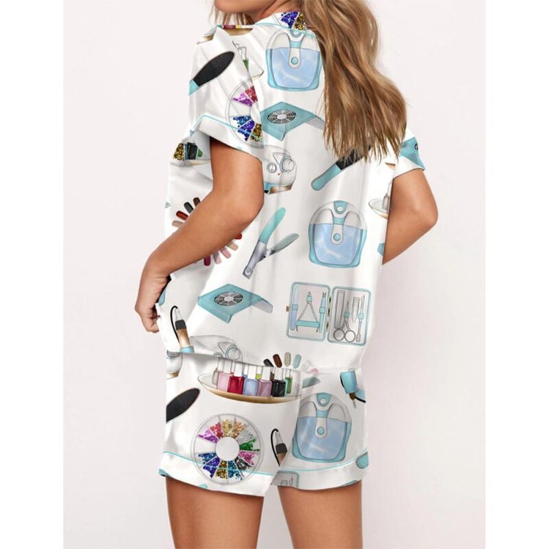 Nail Tech Satin Pajama Set For Women - Image 2