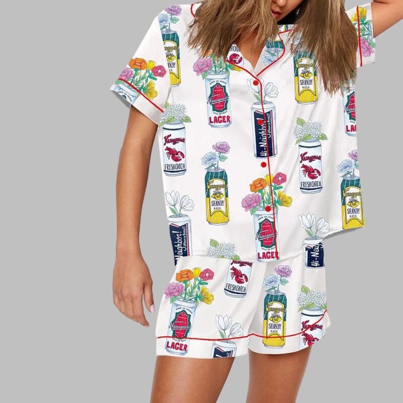 Narragansett Beer Art Rhode Island Print Pajama Set - Image 2