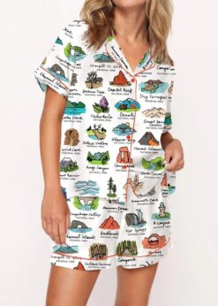 National Parks Satin Pajama Set For Women