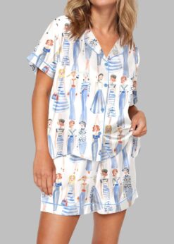 Nautical Style Pajama Set For Women