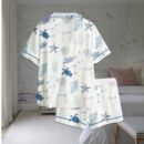 Nautical Turtle Conch Bow Satin Pajama Set