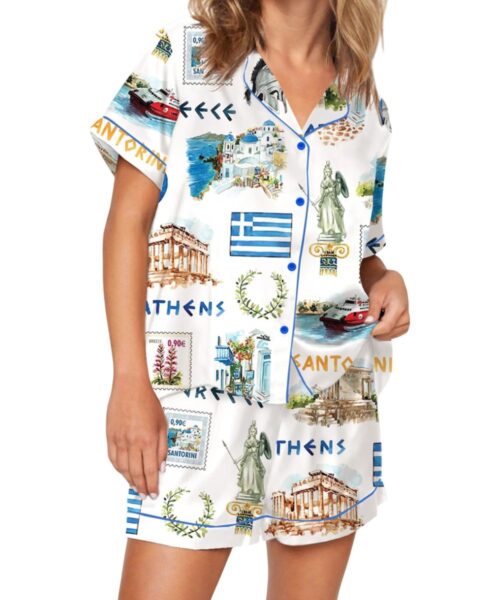 Navy Peony Greece Pajama Set