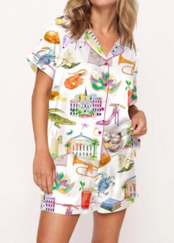 New Orleans Louisiana Satin Pajama Set For Women