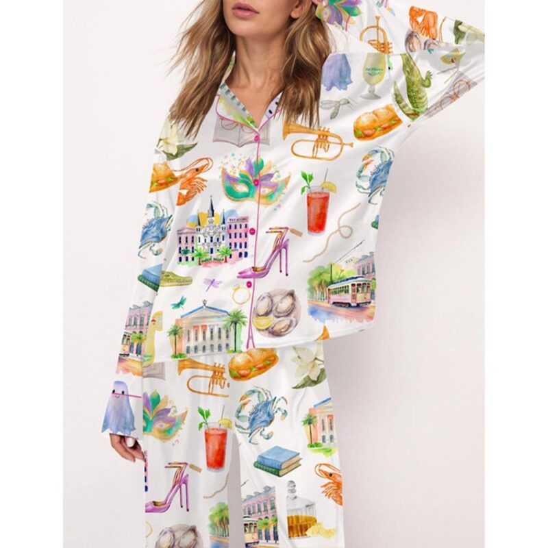 New Orleans Louisiana Satin Pajama Set For Women - Image 3
