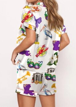 New Orleans Mardi Gras Satin Pajama Set For Women