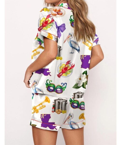 New Orleans Mardi Gras Satin Pajama Set For Women