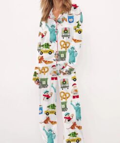 New York Christmas Satin Pajama Set For Women