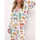 New York City Travel Satin Pajama Set For Women