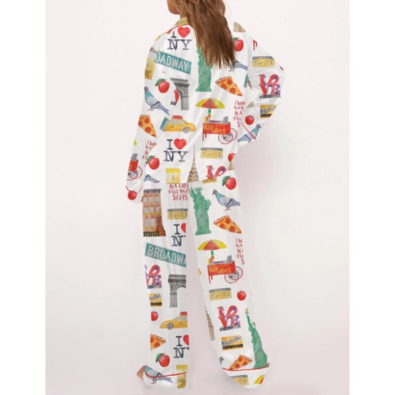 New York City Travel Satin Pajama Set For Women - Image 3